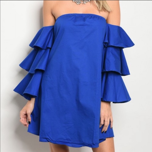 Dresses & Skirts - Long ruffled sleeve off the shoulder dress